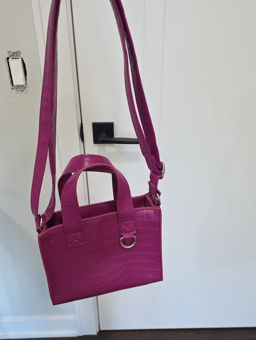 wild fable Fuchsia Croc-Embossed Mini Crossbody Bag
